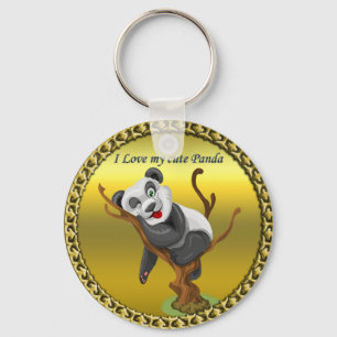 Chaveiro Urso panda bonitinho adormecido numa árvore