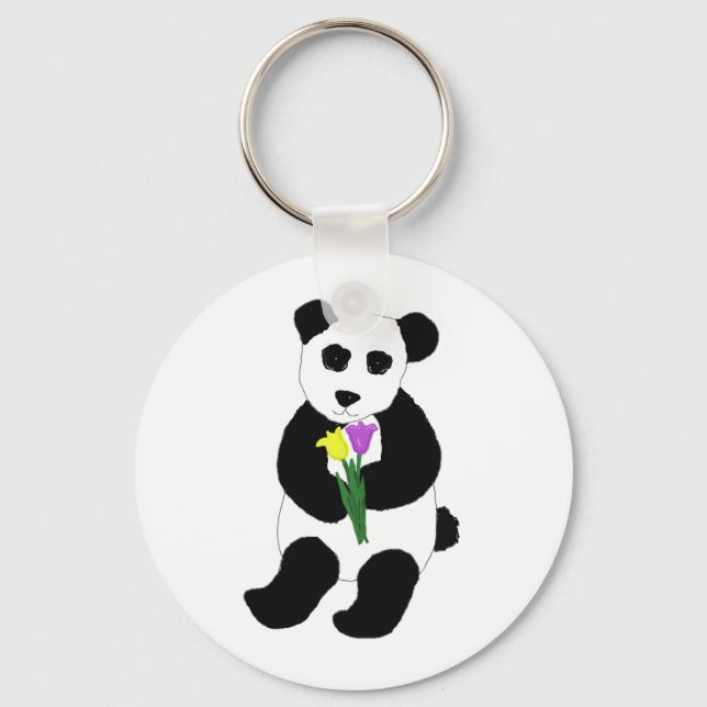 Chaveiro Urso Panda com Tulipas (Frente)