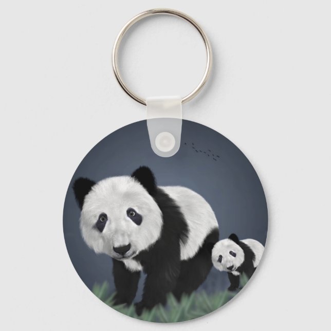 Chaveiro urso panda fofo animal de estimação preto branco d (Frente)