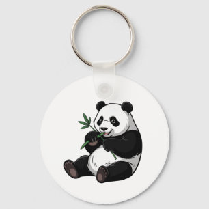 Chaveiro Urso Panda Fofo da Moda Com Bambu Verde
