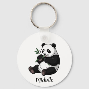 Chaveiro Urso Panda Fofo Personalizado Com Bambu Vegetação