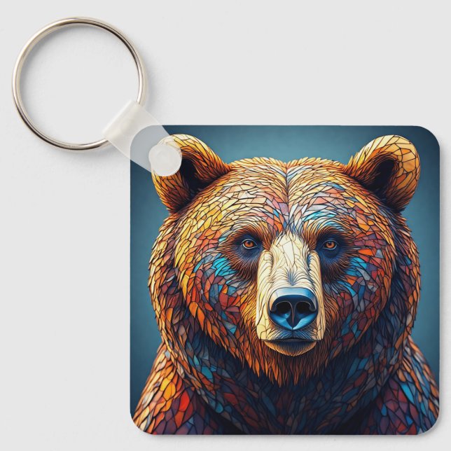 Chaveiro Urso Pardo em Design Artístico (Frente)