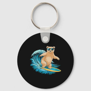 Chaveiro Urso Pardo Surfista Praia Verão Prancha de Surfe S