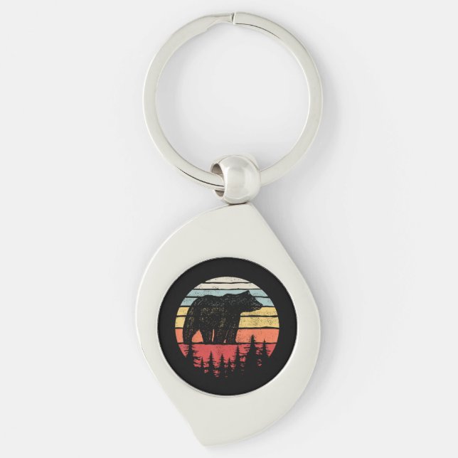Chaveiro Urso Pardo Vintage Retro (Frente)