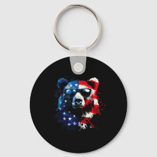 Chaveiro Urso Patriótico Bandeira Americana Urso Pardo 4 De