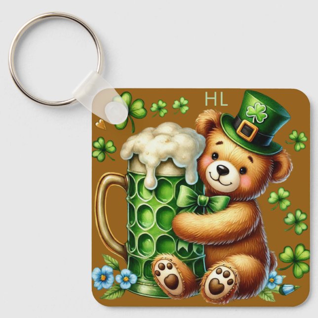 Chaveiro Urso personalizado do Dia de São Patrício  (Frente)