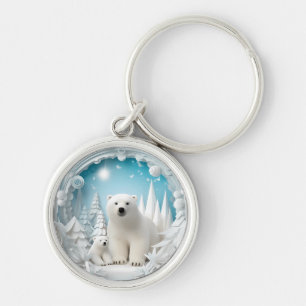Chaveiro Urso Polar com Oceano Ártico Cub White Winter
