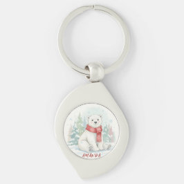 Chaveiro Urso Polar Inverno aquarela fofa