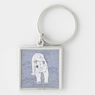 Chaveiro Urso Polar na Pintura no Gelo - Arte Original da V