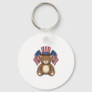 Chaveiro Urso Teddy Patriótico Vintage Design Vetorial_1