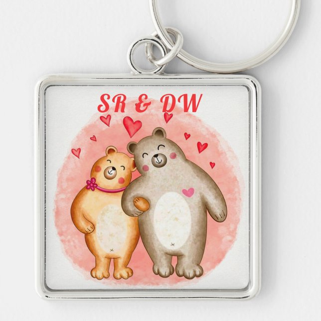 Chaveiro Ursos de Amor Cute Monogramados (Frente)