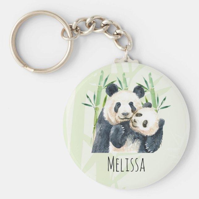 Chaveiro Ursos de Panda Bonitos Aquecendo (Frente)