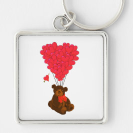 Chaveiro Ursos de pelúcia e balões cardíacos