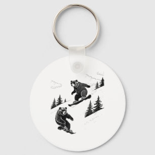 Chaveiro Ursos de Snowboard, Esportes de Inverno Divertidos