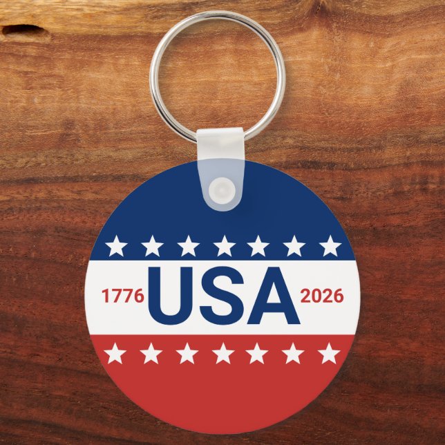 Chaveiro USA 1776 2026 250th Anniversary Red White Blue (Frente)