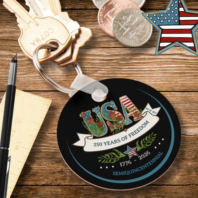 Chaveiro USA 250 Years of Freedom Botanical 4th Of July (USA 250 Years of Freedom Botanical 4th Of July Keychain)