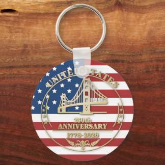 Chaveiro USA 250th Anniversary Golden Gate Patriotic Flag 