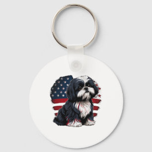 Chaveiro Usa 4 De Julho Shih Tzu Em Patriótico Americano Sh