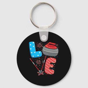 Chaveiro Usa Curler Broler Winter Ice Sports American Flag