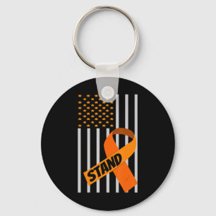 Chaveiro USA Flag Ribbon Leukemia Awarkemia - Apoio à Famíl