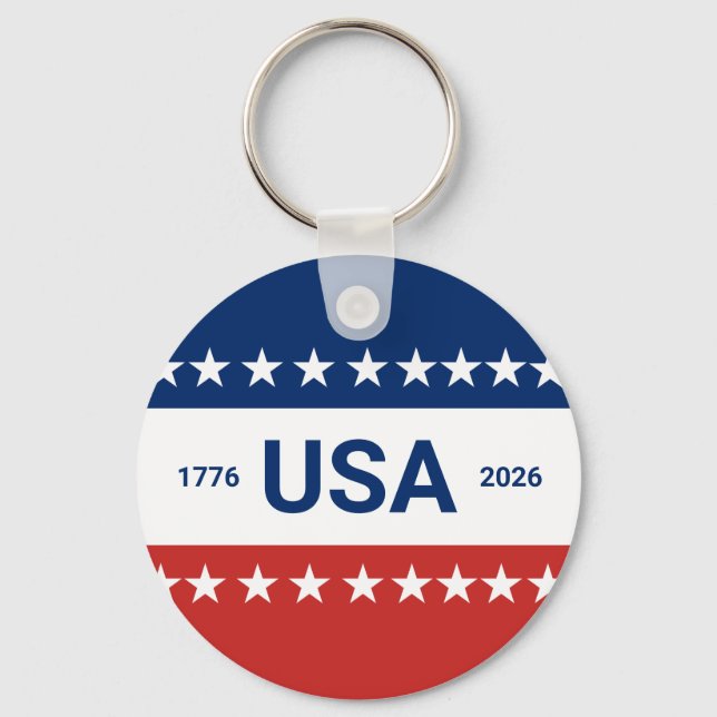 Chaveiro USA's 250th Anniversary 1776 2026 Red White Blue (Frente)