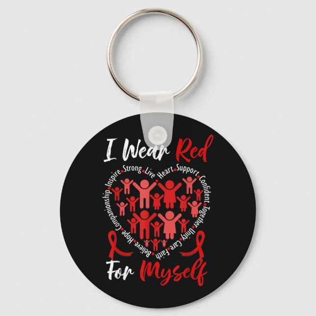 Chaveiro Use Vermelho Pelo Mês de Conscientização sobre Doe (Frente)