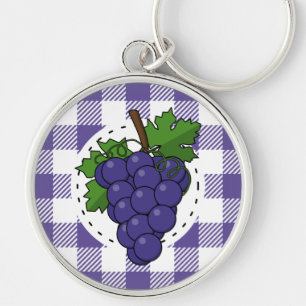 Chaveiro Uvas em Xadrez violeta branca