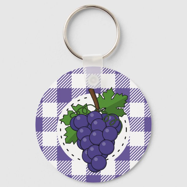 Chaveiro Uvas em Xadrez violeta branca (Frente)