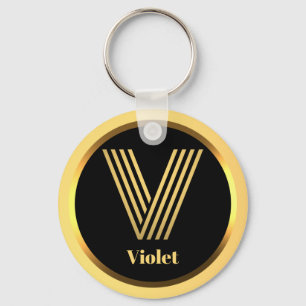 Chaveiro V Monograma Dourado Personalizado