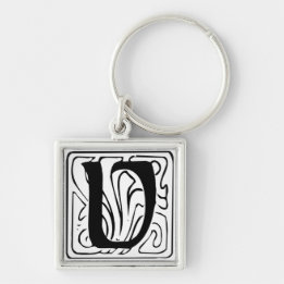 Chaveiro V Monogramm schwarz weiß Schlüsselanhänger
