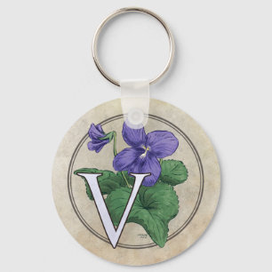 Chaveiro V para o monograma da flor das violetas