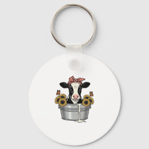 Chaveiro Vaca Antiga em Tubo Girassol Borboleta Vetor Desi