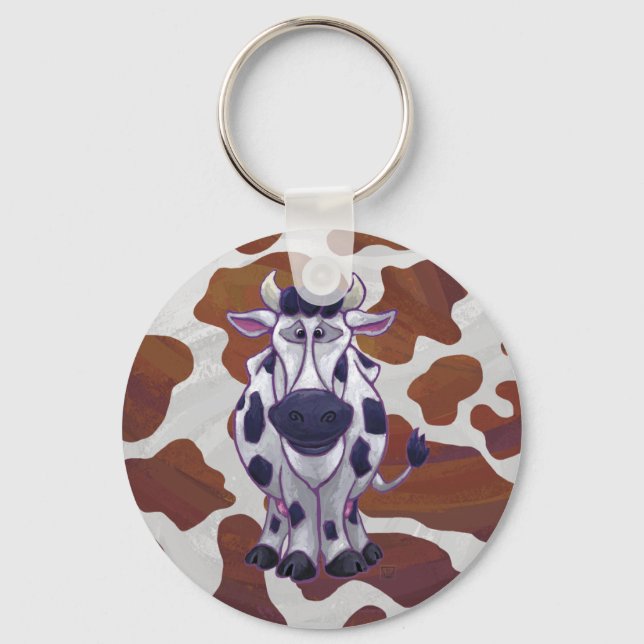 Chaveiro Vaca Castanho e Impressão Branco (Frente)