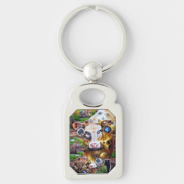 Chaveiro Vaca cibernética Steampunk (Frente)