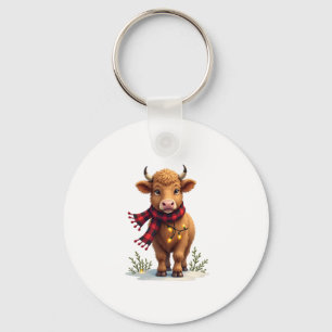 Chaveiro Vaca das Terras Altas de Natal Vintage com Xadrez