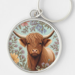 Chaveiro Vaca das Terras Altas Pastel Floral Inspirada em W