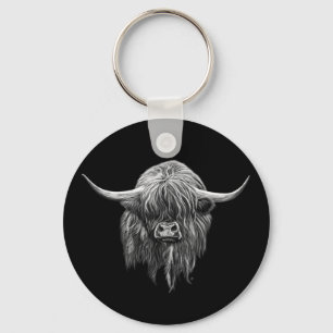 Chaveiro Vaca Do Planalto Escocês De Preto E Branco