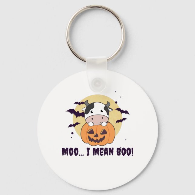 Chaveiro Vaca Fantasma Cute Kawaii Halloween Moo Eu Quero D (Frente)