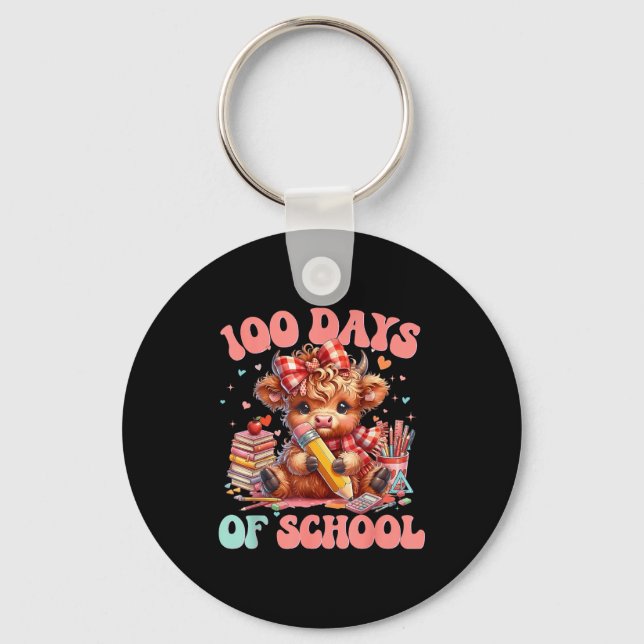 Chaveiro Vaca fofa 100 dias de diversão escolar para profes (Frente)