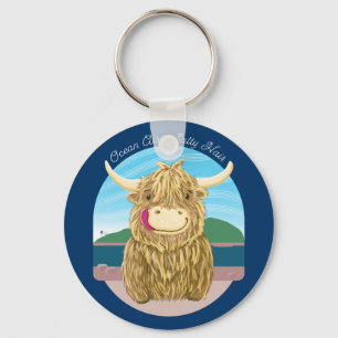 Chaveiro Vaca Highland Escocesa Com Cabelo Salgado Oceano