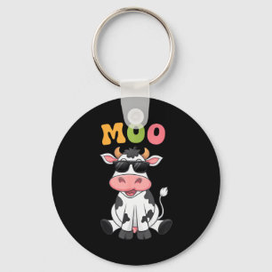 Chaveiro Vaca Moo Groovy - Vaca de Fazendeiro Engraçada Hom