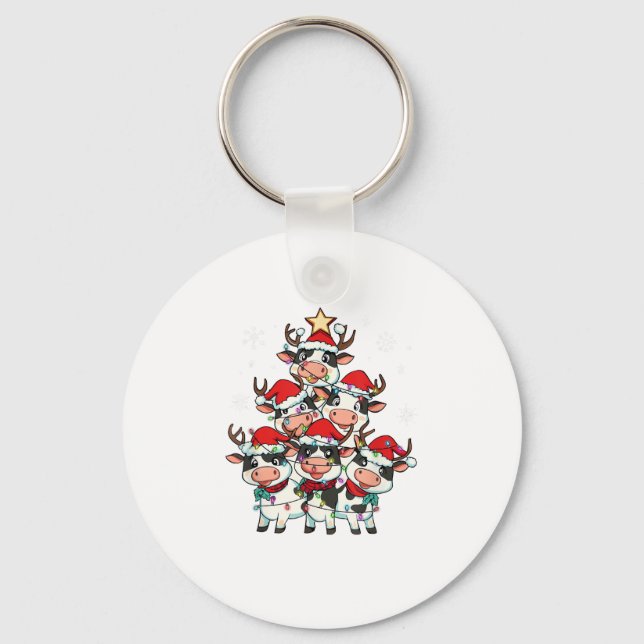 Chaveiro Vaca Natal Natal Meninas Rapazes Papais noeis Engr (Frente)