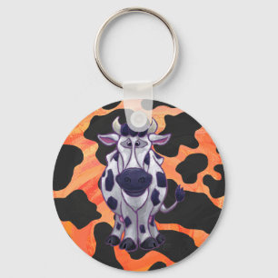 Chaveiro Vaca Preta e Laranja
