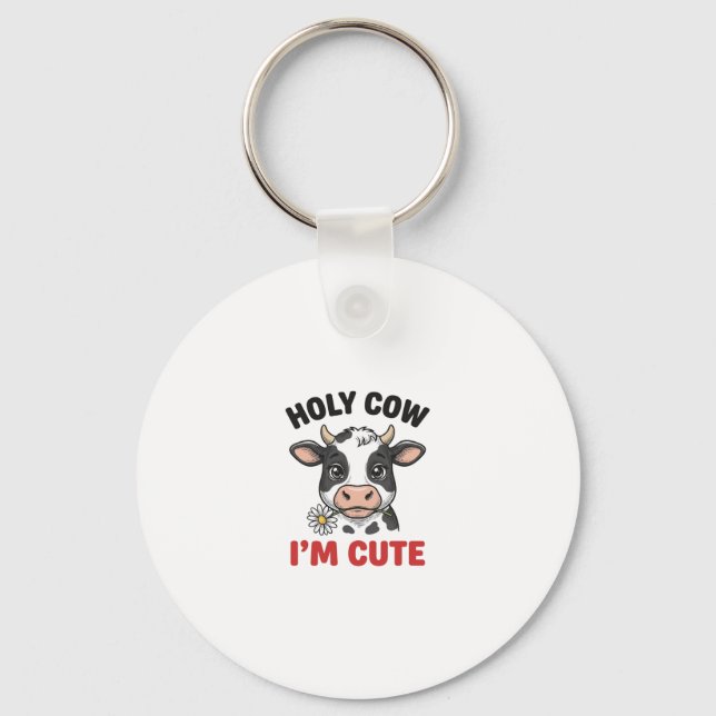 Chaveiro Vaca Sagrada Eu Sou Fofa Vaca Engraçada Desenho Vi (Frente)