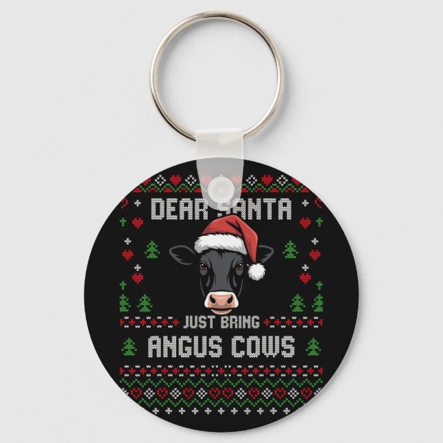 Chaveiro Vacas Angus Natal Gado de Corte Ugly Xmas Sweater (Frente)