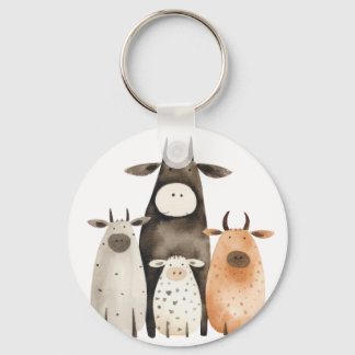 Chaveiro Vacas engraçadas e fofas família humor aquarela fa