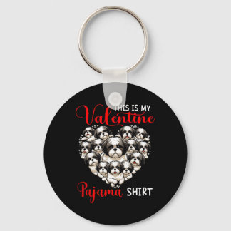 Chaveiro Valentine Pajama Shirt Group Shih Tzus In Heart Sh