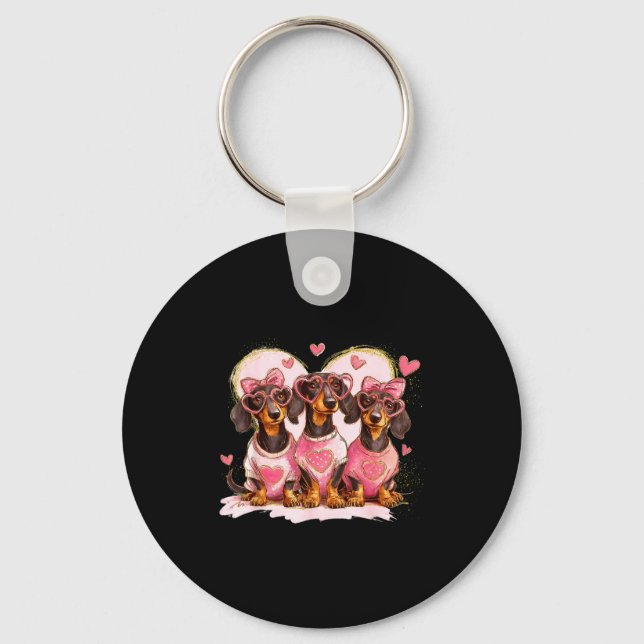 Chaveiro Valentine’s Day Dog Cute Dachshund Dogs For Dog Mo (Frente)