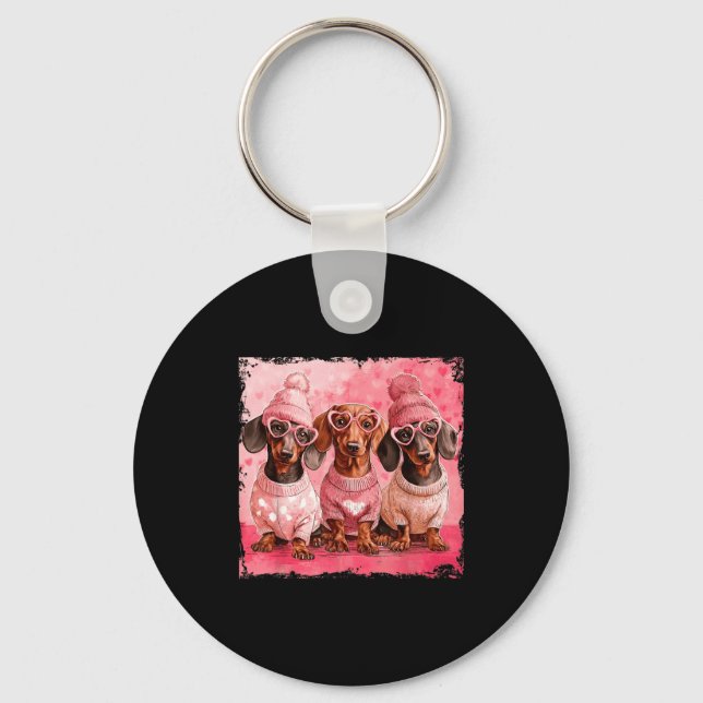 Chaveiro Valentine’s Day Dog Cute Dachshund Dogs For Dog Mo (Frente)