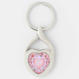 Chaveiro Valentine's Day, Pink Love Heart, Soft Purple Back